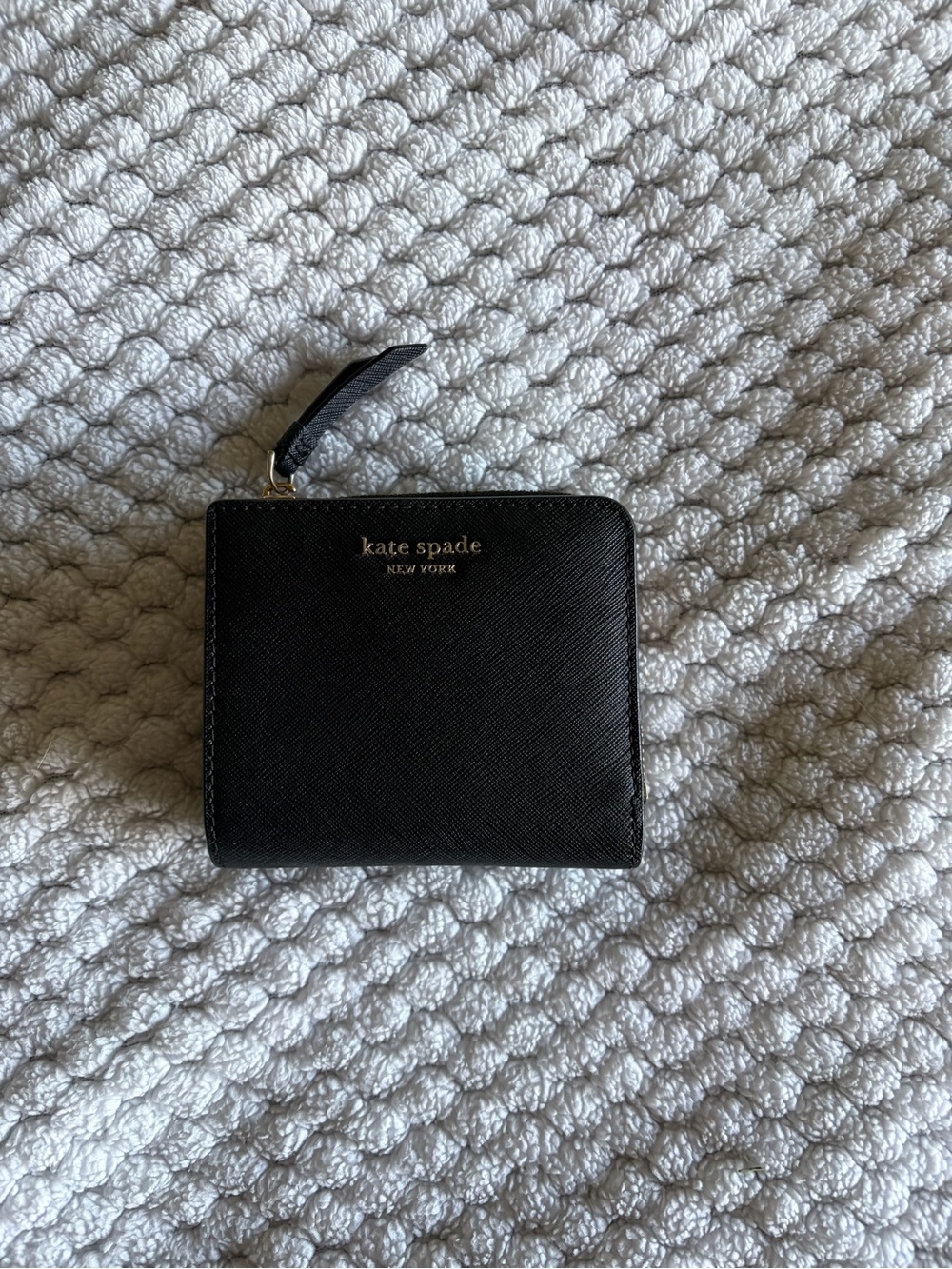 kate spade Black Zip Around Leather Card Holder Wallet